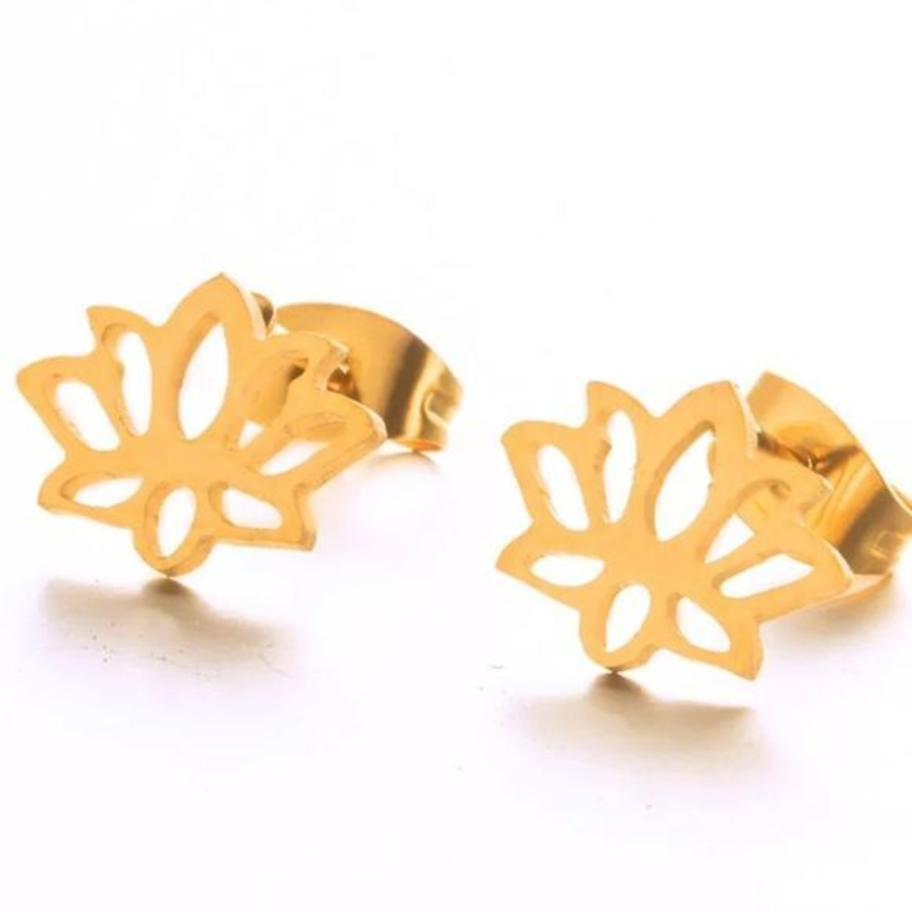 Stainless‎ Steel Lotus Flower Earrings